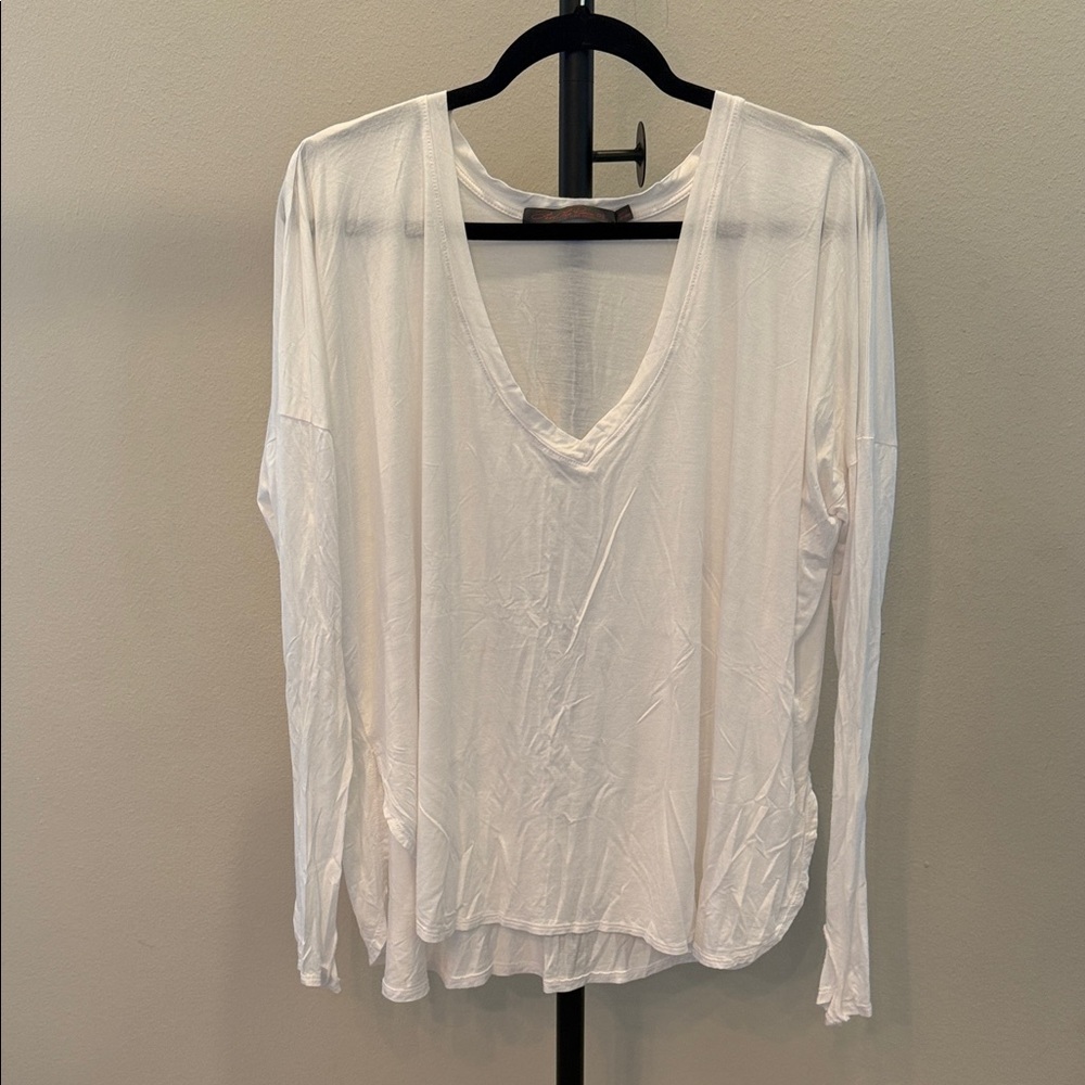 Feel The Piece Sheer White Long Sleeve Top